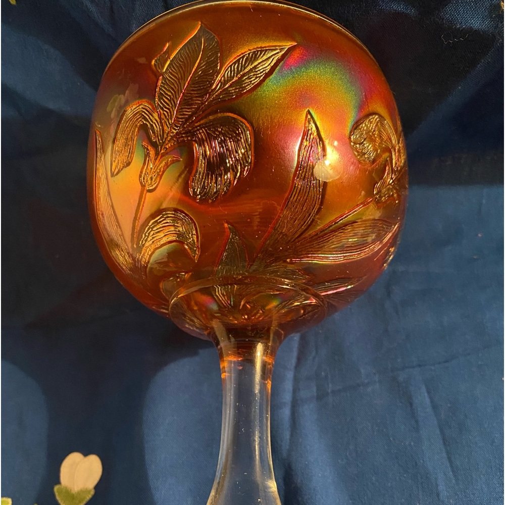 Fenton carnival glass goblets